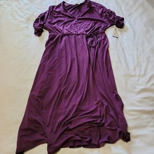 Purple midi faux wrap dress